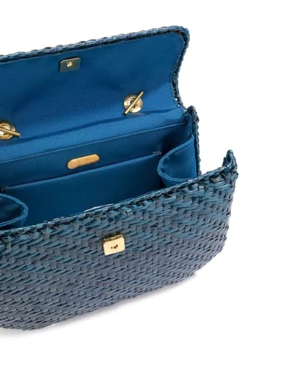 Pre-owned Fendi Woven Twisted Details Handbag In Blue