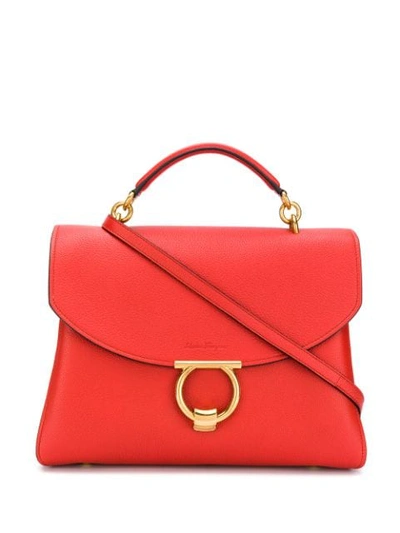 Shop Ferragamo Salvatore  Large Gancini Tote Bag - Red