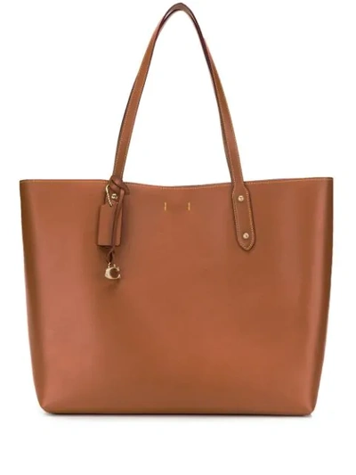 Shop Coach Refined Calf Leather Tote Bag In Gdo5k 1941 Saddle