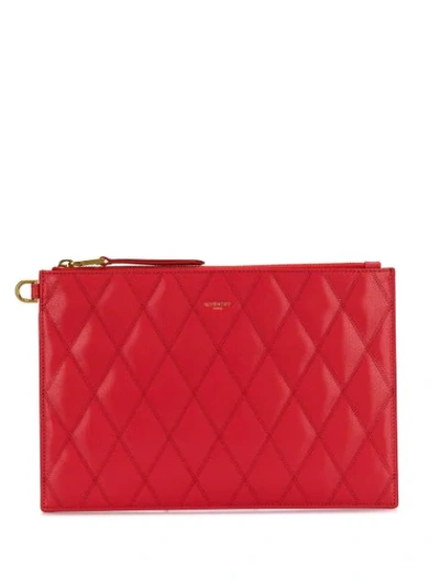 Shop Givenchy Diamond Quilted Clutch In Pink