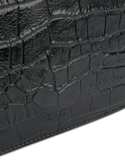 Shop Tod's Crocodile-effect Crossbody Bag In Black