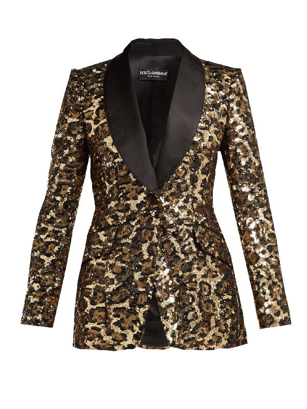 Dolce & Gabbana Sequined Leopardprint Singlebreasted Blazer In Multi