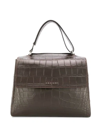Shop Orciani Croc-effect Tote Bag In Brown