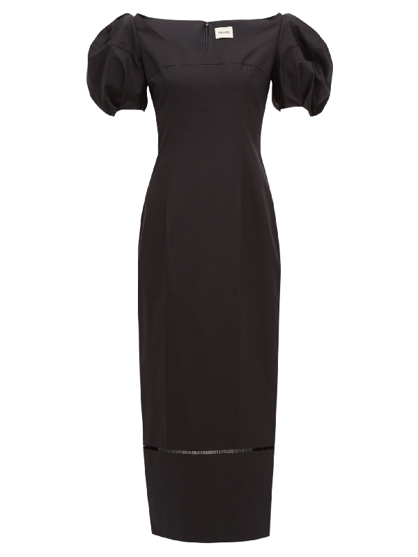 black cotton midi dress