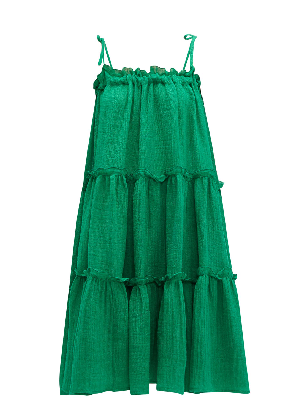 lisa marie fernandez green linen dress