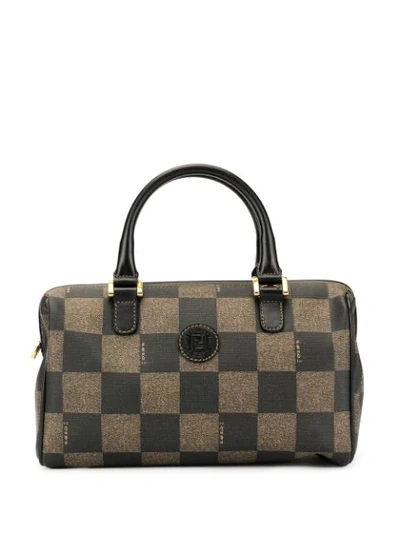 Pre-owned Fendi Check Pattern Tote In Brown