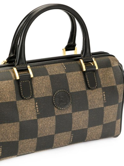 Pre-owned Fendi Check Pattern Tote In Brown
