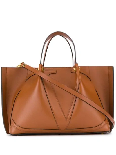 Shop Valentino Garavani Large Vlogo Tote In Brown