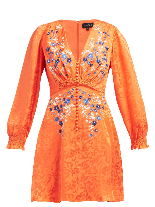 orange jacquard dress