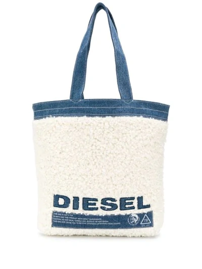 Shop Diesel Logo Print Tote In Blue