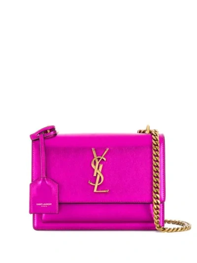Shop Saint Laurent Sunset Chain Shoulder Bag In Pink