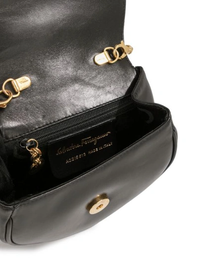 Pre-owned Ferragamo Gancini Chain Shoulder Bag In Black