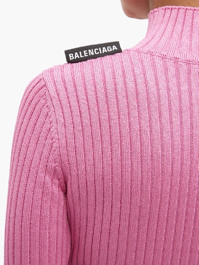 Balenciaga Stretch-knit High-neck Dress In Pink | ModeSens