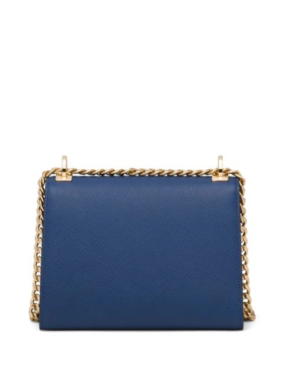 Shop Prada Monochrome Saffiano Shoulder Bag In Blue