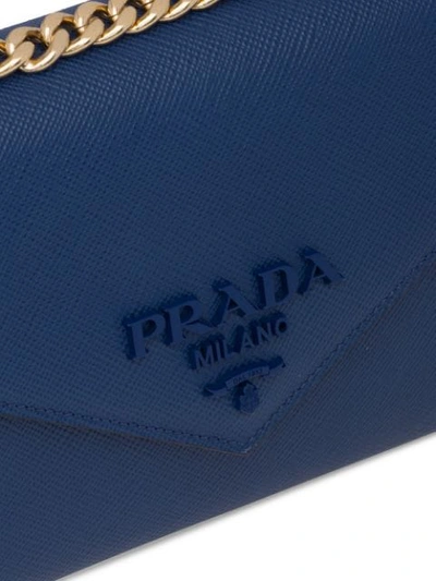 Shop Prada Monochrome Saffiano Shoulder Bag In Blue