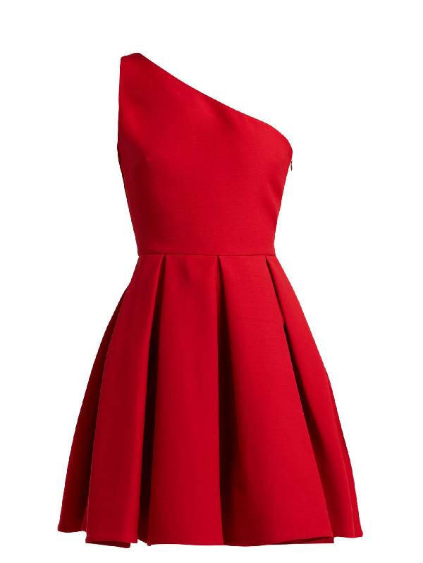 red silk skater dress