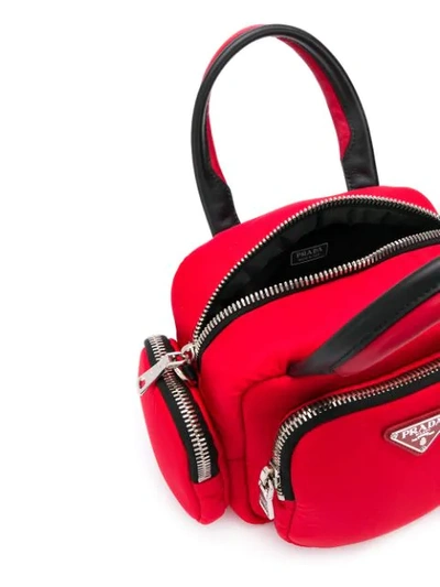 Shop Prada Logo Plaque Bowling Bag In Red