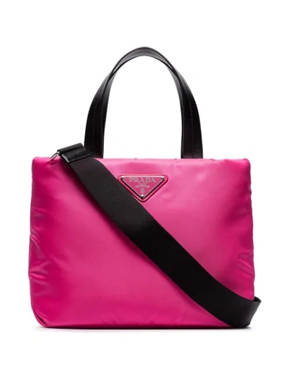 Shop Prada Small Nylon Tote Bag In Pink