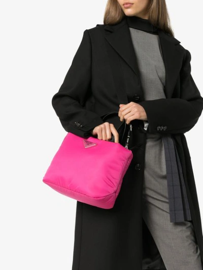 Shop Prada Small Nylon Tote Bag In Pink
