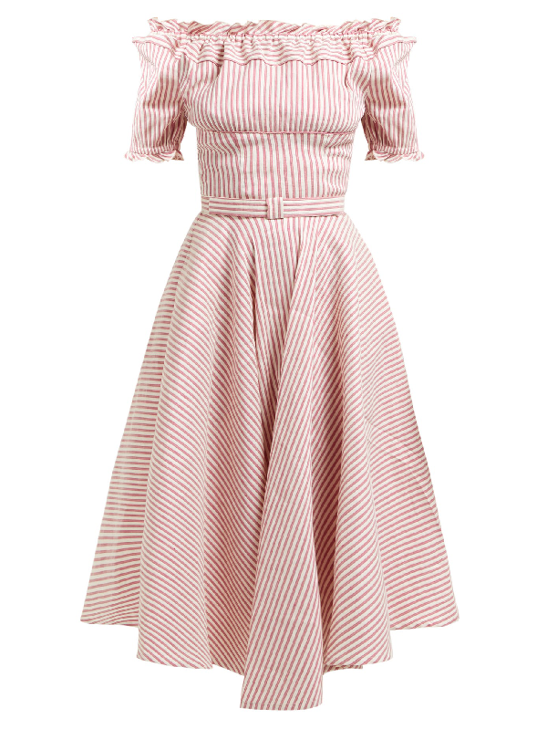 red stripe midi dress