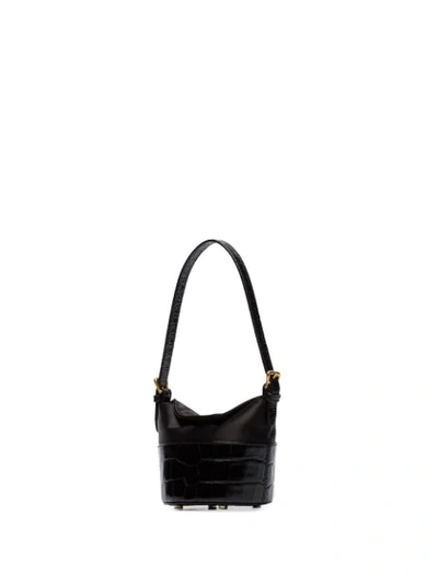 Shop By Far Mini Jamie Crocodile-effect Shoulder Bag In Black