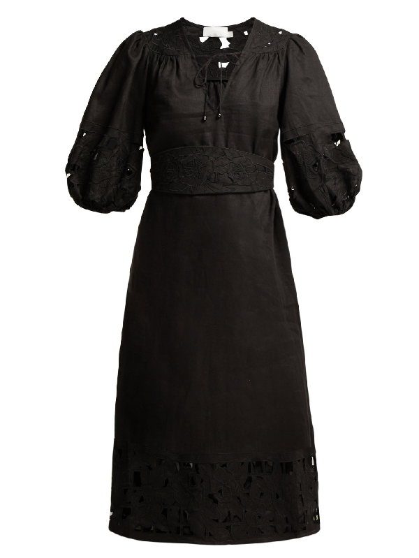 zimmermann black linen dress