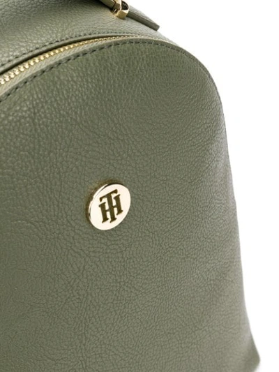 Shop Tommy Hilfiger Logo Zipped Backpack In Green