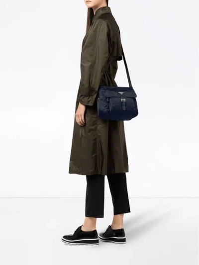 Shop Prada Fabric Shoulder Bag In Black
