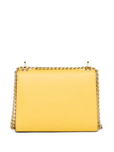 Shop Prada Monochrome Saffiano Leather Bag In Yellow