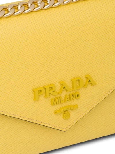 Shop Prada Monochrome Saffiano Leather Bag In Yellow