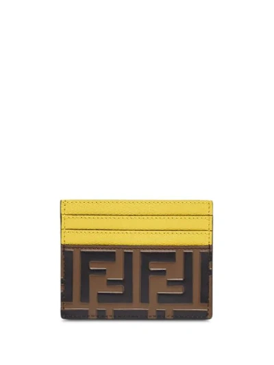 Shop Fendi Monogram Print Cardholder In Brown
