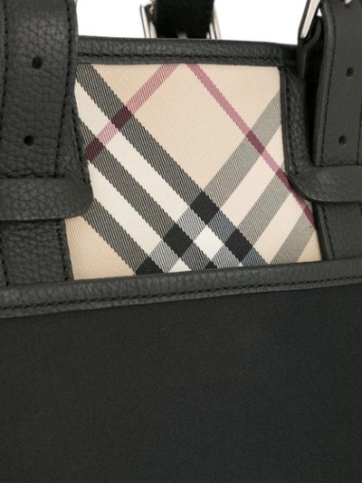 Pre-owned Burberry Check Tote Bag In Black ,white