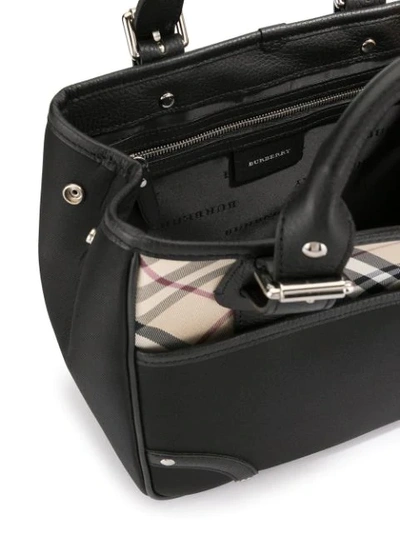 Pre-owned Burberry Check Tote Bag In Black ,white