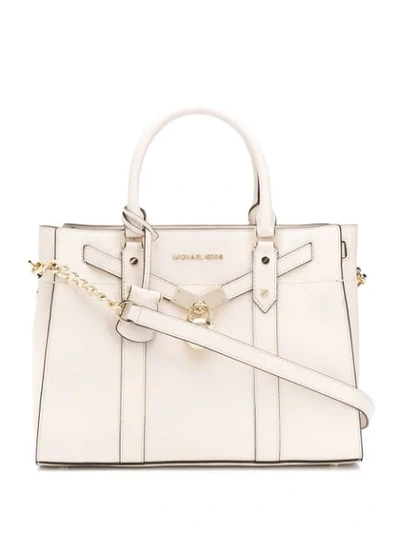 Shop Michael Michael Kors Padlock Tote Bag In Neutrals