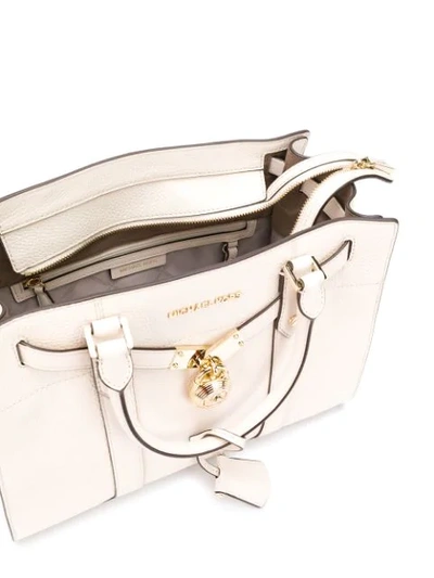 Shop Michael Michael Kors Padlock Tote Bag In Neutrals