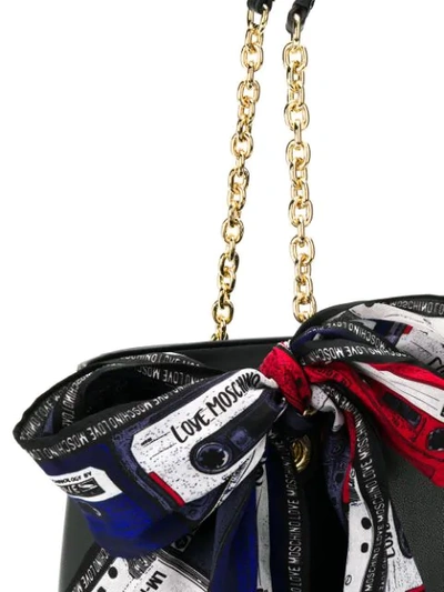 Shop Love Moschino Scarf-detail Tote Bag In Black