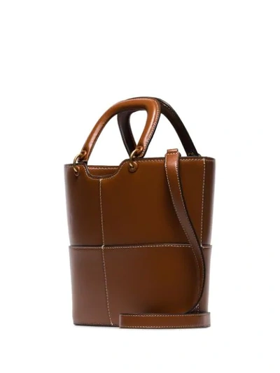 Shop Staud Andy Leather Tote Bag In Brown