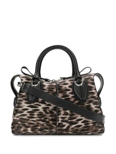 Shop Tod's Leopard Print Tote In Brown