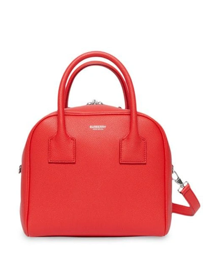 Shop Burberry Small Leather Cube Bag In Red