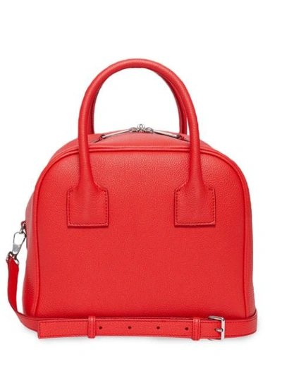 Shop Burberry Small Leather Cube Bag In Red