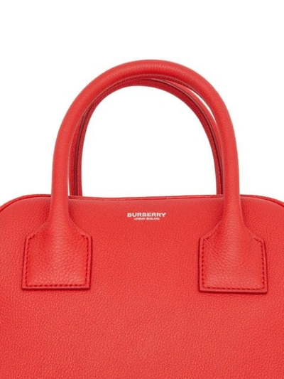 Shop Burberry Small Leather Cube Bag In Red
