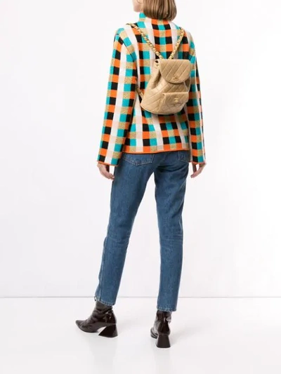 Pre-owned Chanel Diamond Quilted Chain Backpack In Neutrals
