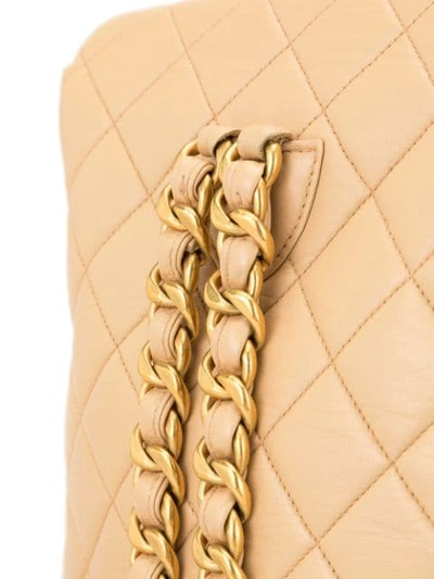 Pre-owned Chanel Diamond Quilted Chain Backpack In Neutrals