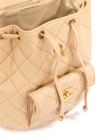 Pre-owned Chanel Diamond Quilted Chain Backpack In Neutrals