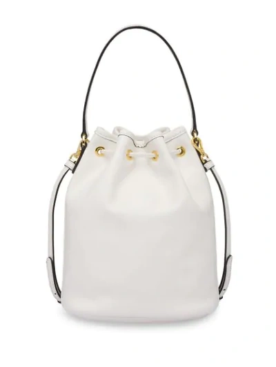 Shop Prada Logo Bucket Bag In White