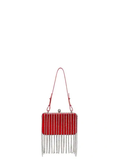 Shop Area Crystal Tassel Clutch Bag In Red