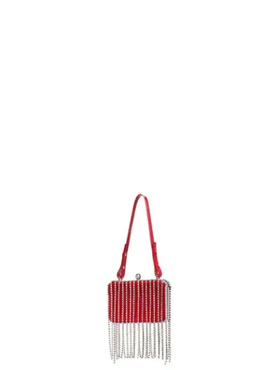 Shop Area Crystal Tassel Clutch Bag In Red