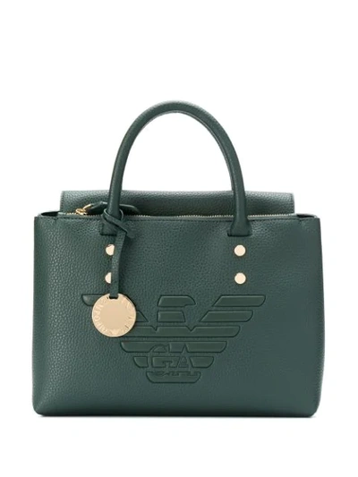 Shop Emporio Armani Raised Logo Tote Bag In Green