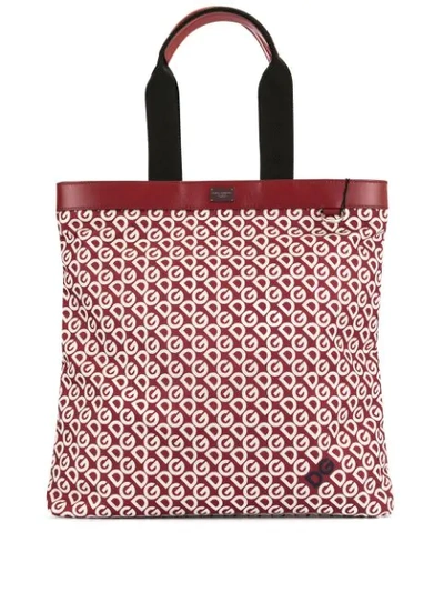 Shop Dolce & Gabbana Large Logo-print Tote Bag In Red