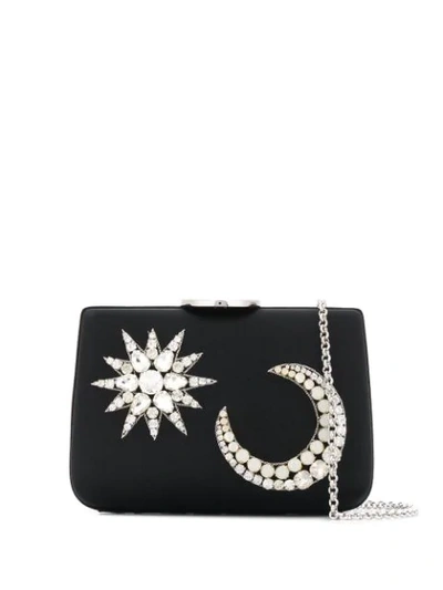 Shop Giambattista Valli Crystal Embellished Clutch Bag In Black